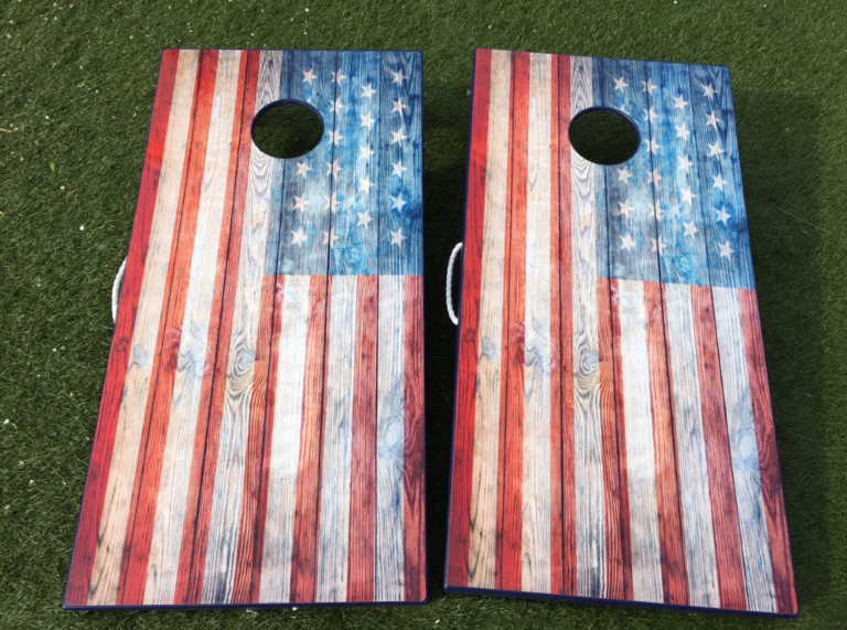 Distressed Wood USA Flag Cornhole - Play Backyard Games